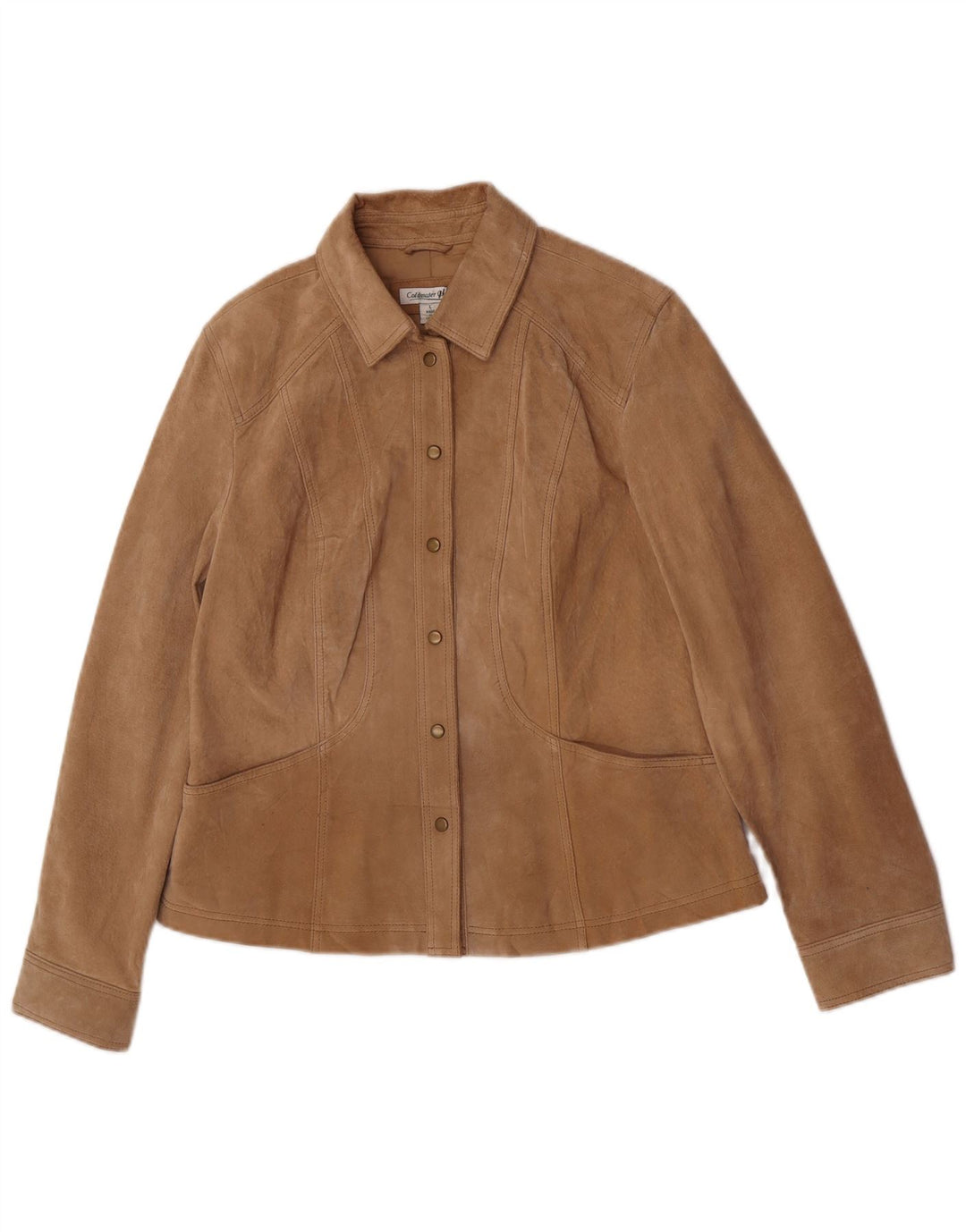 Giacca in pelle scamosciata da donna Coldwater Creek UK 16 grande in pelle marrone