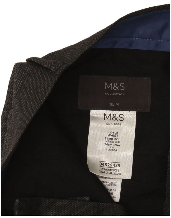 Pantaloni da abito slim da uomo Marks & Spencer W32 L29 Poliestere grigio