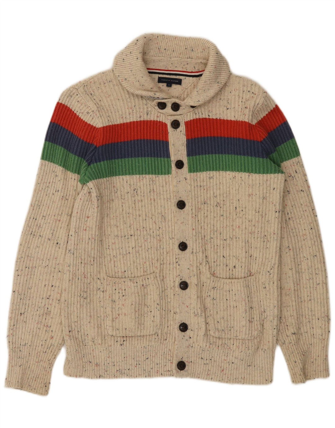 TOMMY HILFIGER Maglione cardigan per ragazzi 15-16 anni Cotone color block beige