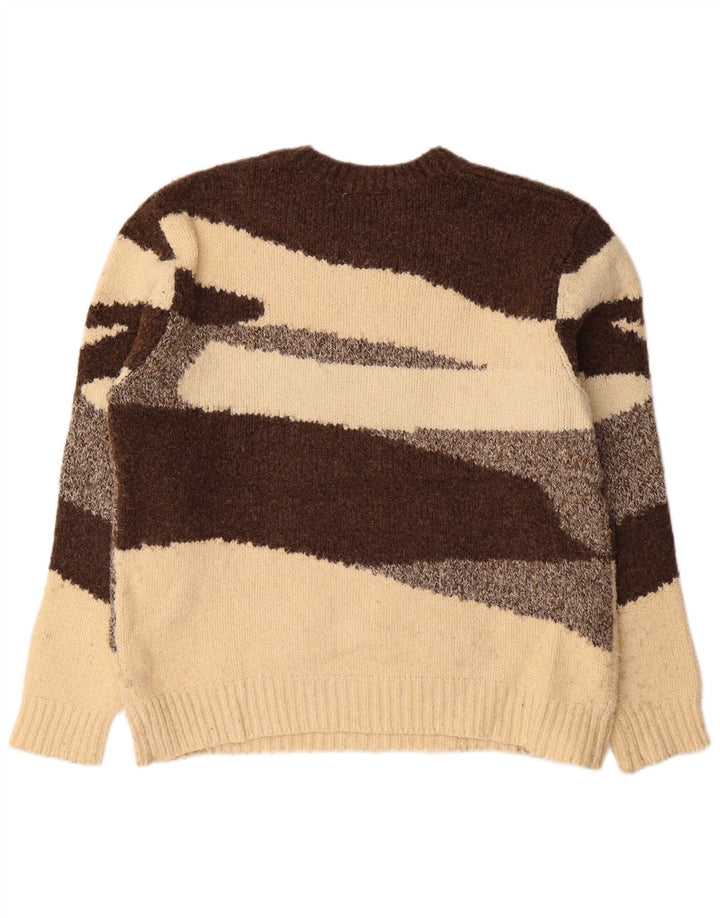 Maglione maglione girocollo da uomo Zara in poliestere color block marrone medio