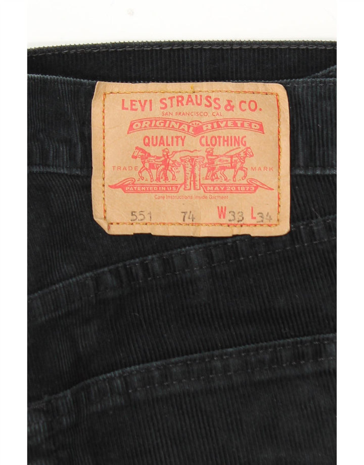 LEVI'S Pantaloni dritti in velluto a coste 551 da uomo W33 L30 cotone nero