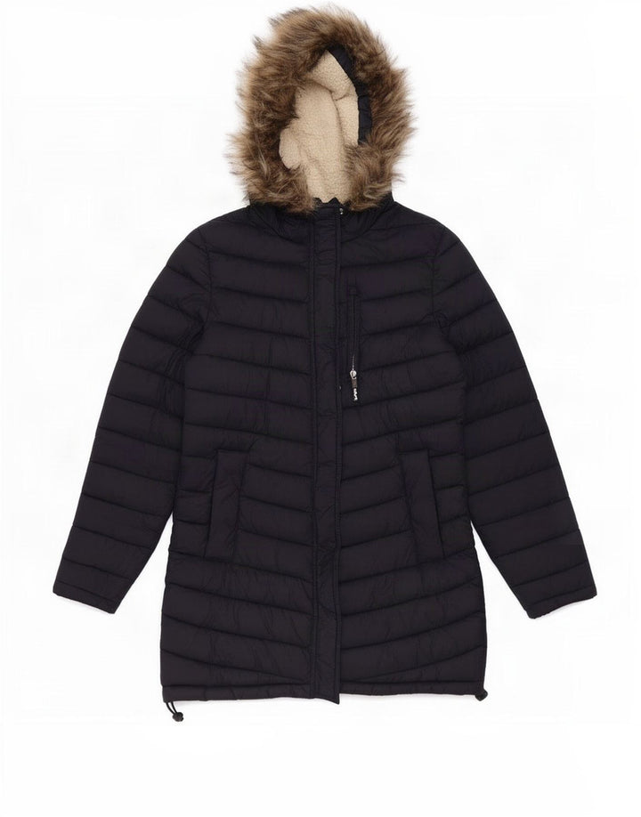 Giacca imbottita con cappuccio da donna Superdry UK 14 nylon blu navy medio