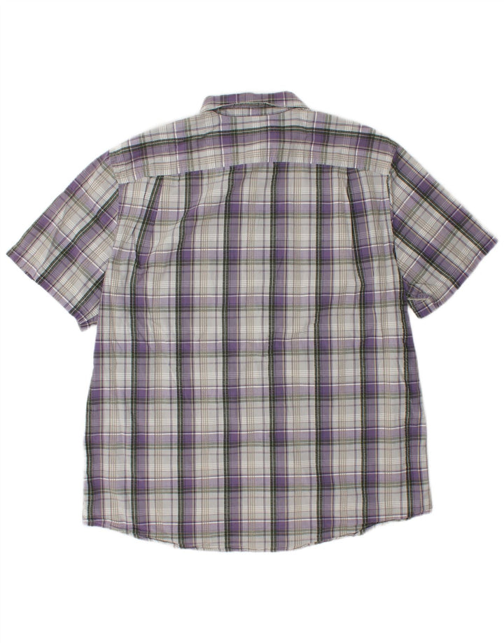 EDDIE BAUER Camicia da uomo a maniche corte vestibilità classica XL viola a quadri
