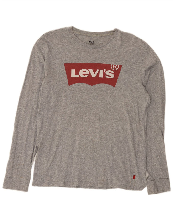 Levi's Top grafico da uomo a maniche lunghe in cotone grigio medio