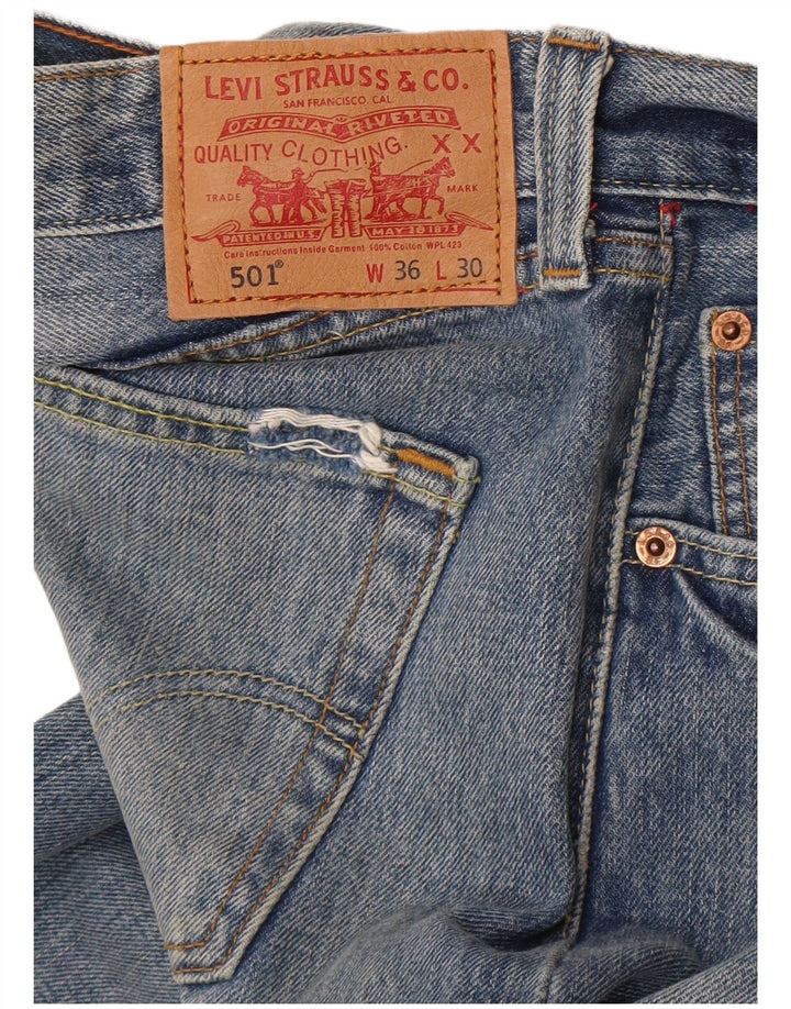 Levi's Uomo 501 Jeans dritti effetto consumato W36 L30 Blu