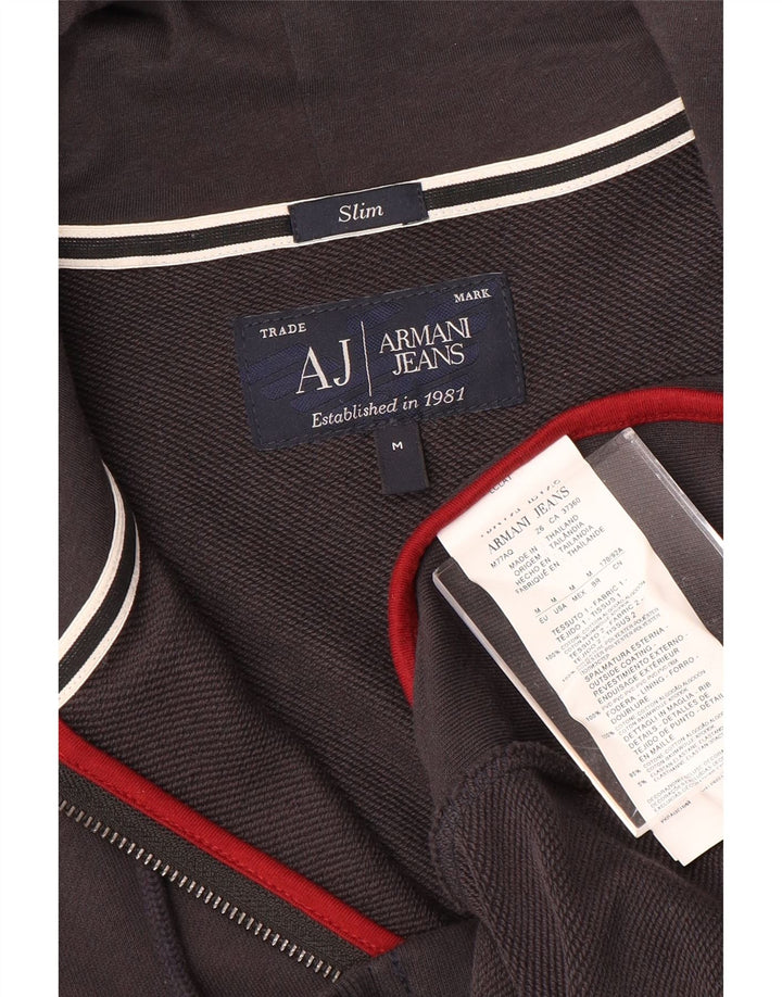 ARMANI JEANS Maglione da uomo con cappuccio e zip slim fit in cotone marrone medio