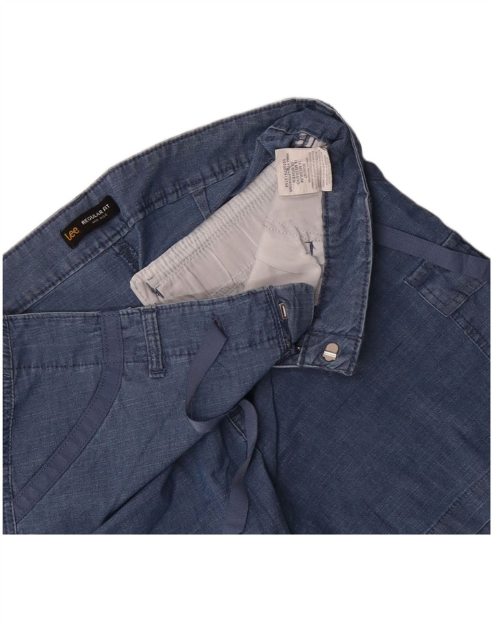 LEE Womens Regular Fit Mid Rise Cargo Shorts US 14 XL W36  Blue Cotton