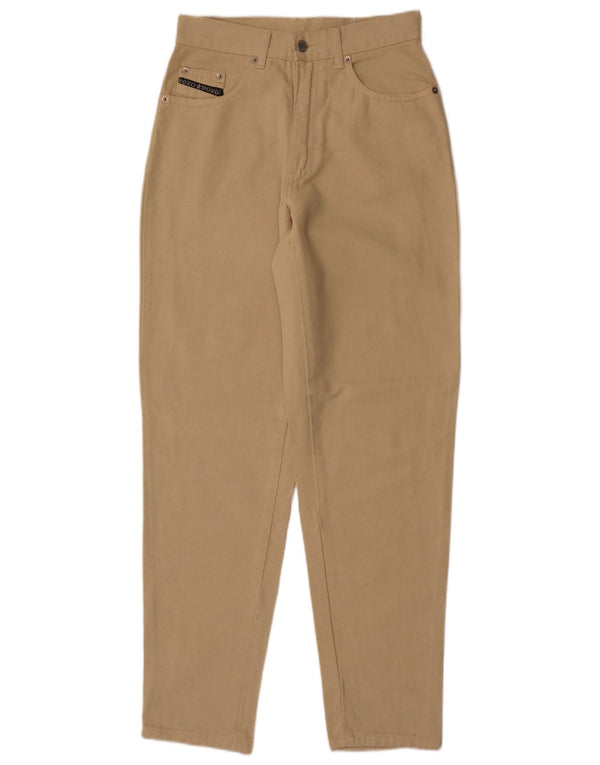 Jeans affusolati a vita alta da donna vintage W31 L31 in cotone beige