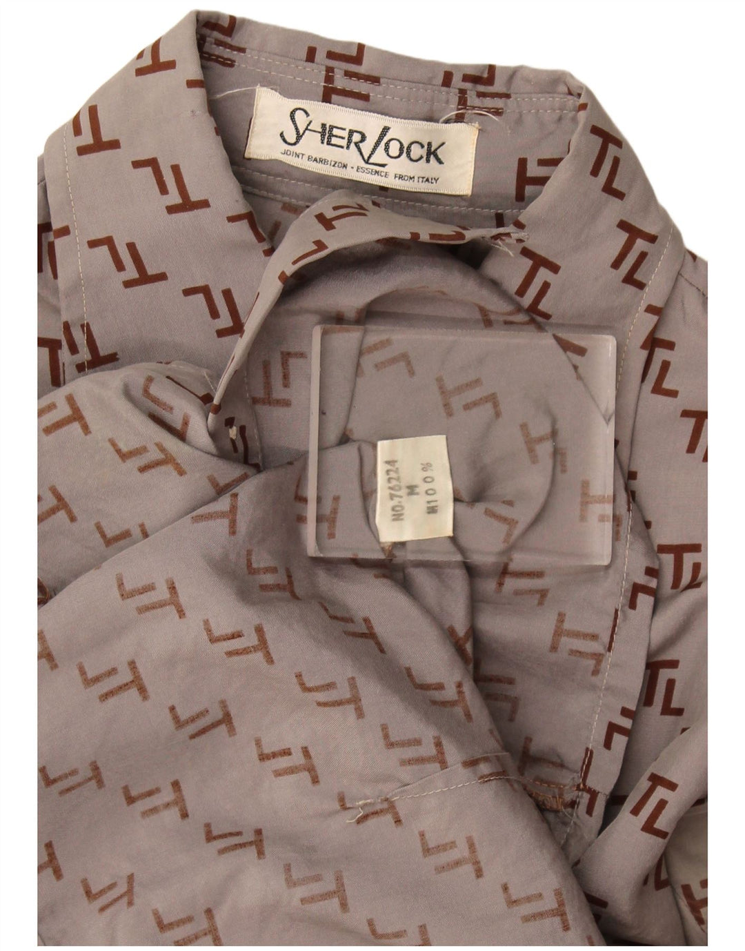 Camicia grafica da donna vintage UK 12 Grigio medio