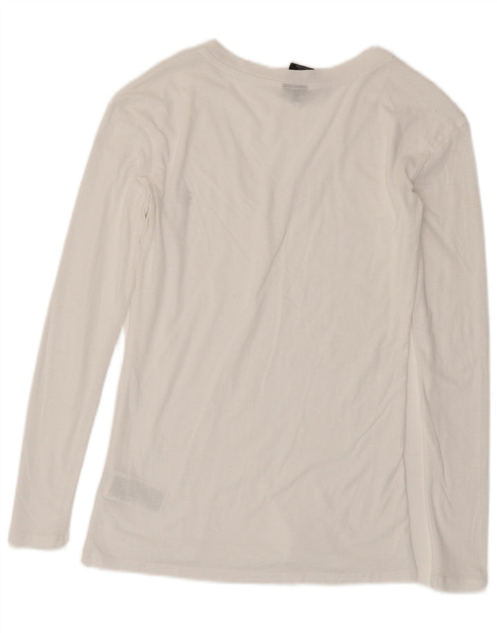 Top da donna G-Star manica lunga UK 10 piccolo cotone bianco