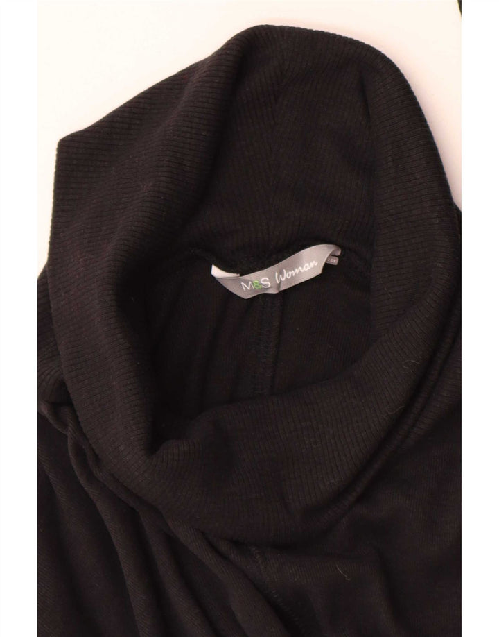 Maglione maglione a collo alto Marks & Spencer da donna UK 10 piccolo nero