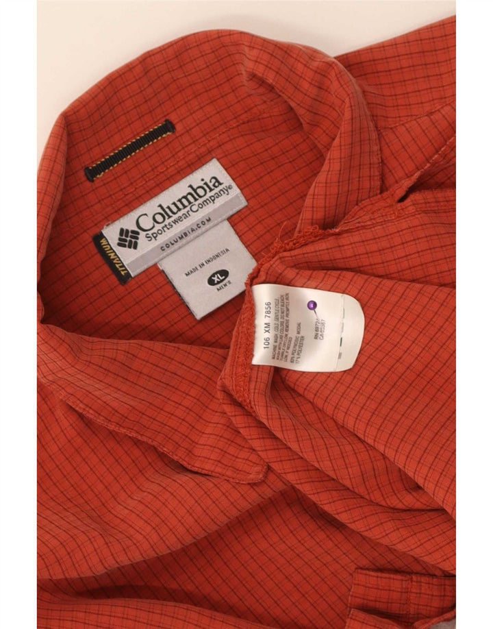 Camicia a maniche corte Columbia da uomo in titanio XL arancione a quadretti modale