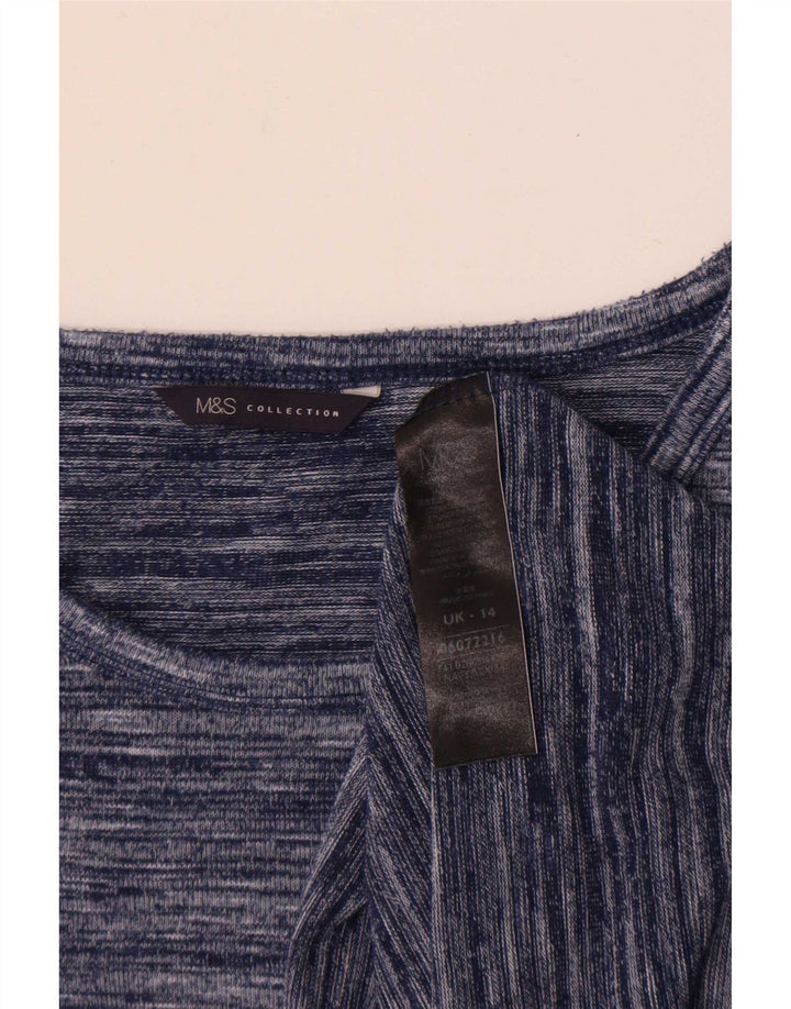 Marks & Spencer Top da donna a maniche lunghe UK 14 Large Navy Blue Flecked