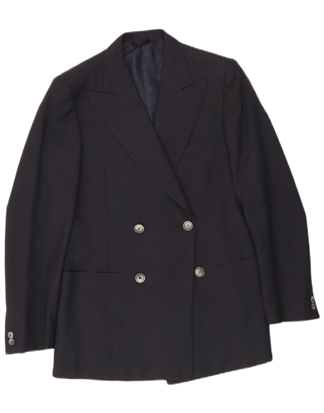 Giacca blazer doppiopetto vintage da uomo IT 48 blu navy medio