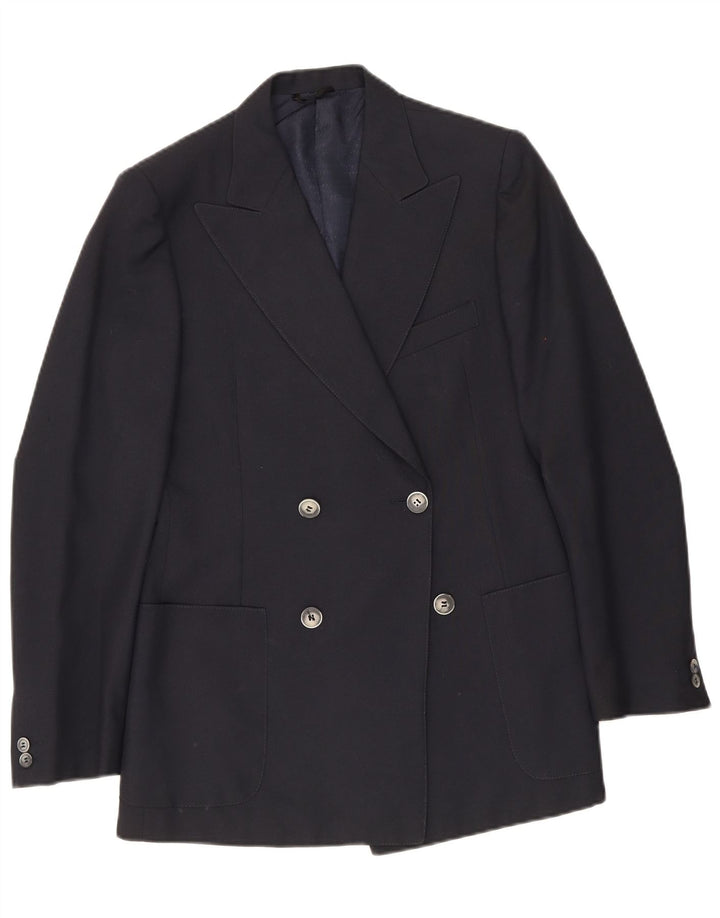 Giacca blazer doppiopetto vintage da uomo IT 48 blu navy medio