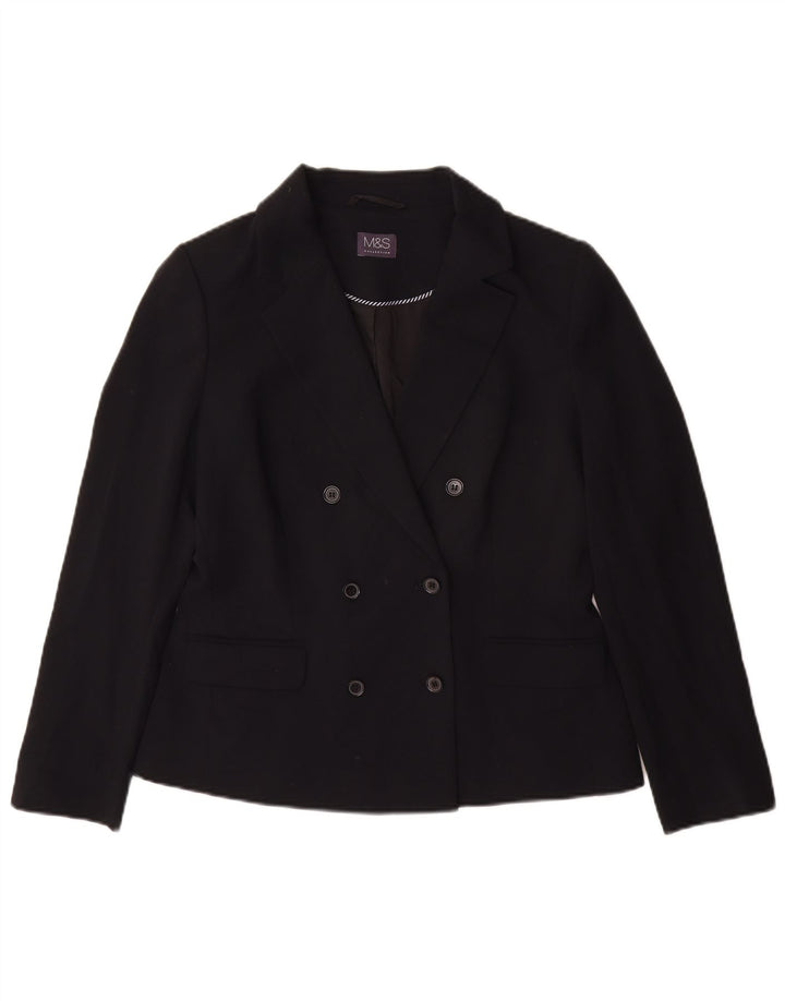Giacca blazer doppiopetto da donna Marks & Spencer UK 10 piccola nera