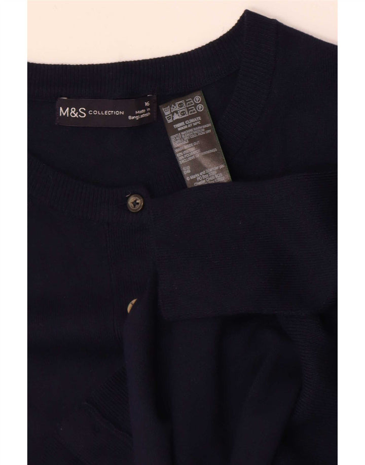 Maglione cardigan da donna Marks & Spencer UK 16 grande viscosa blu navy