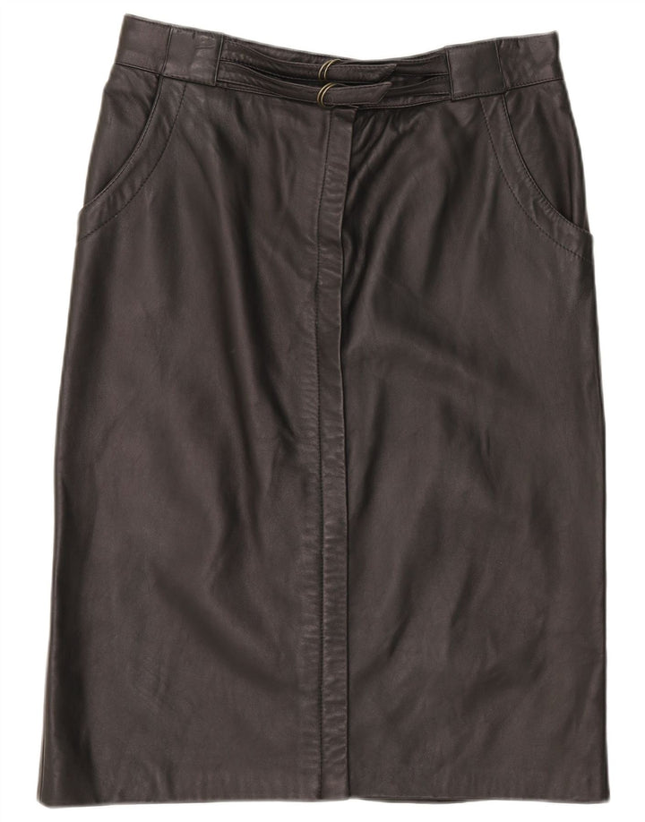 Gonna in pelle vintage da donna W33 grande nera