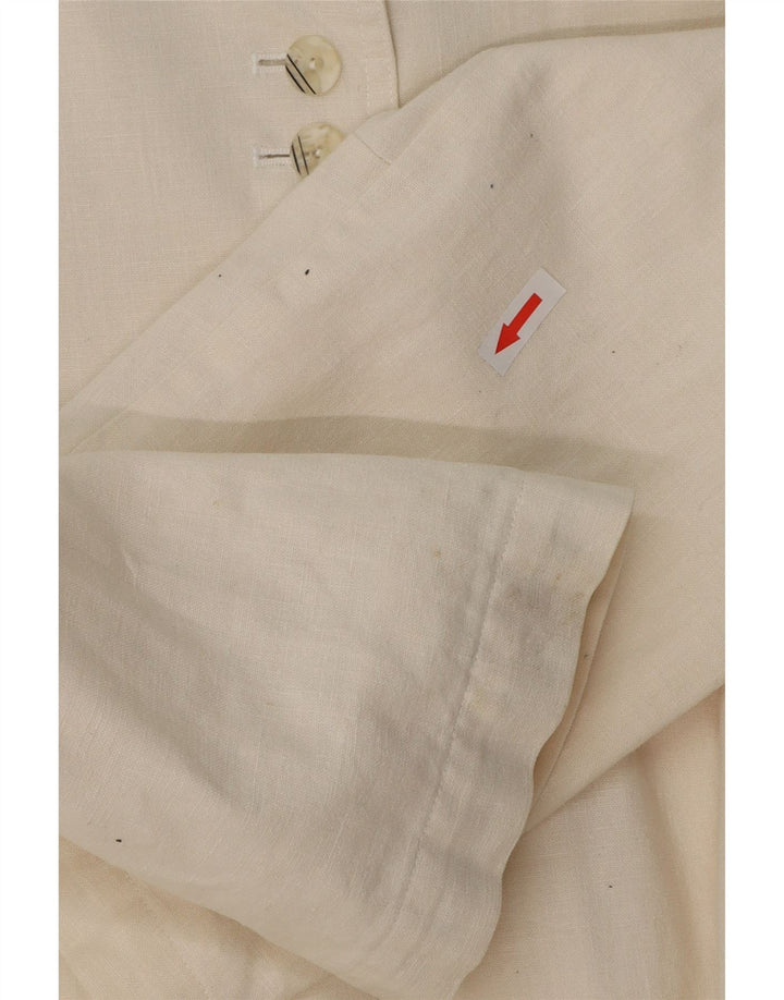 Giacca blazer lunga da donna VINTAGE UK 14 medio bianco