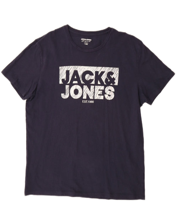 JACK & JONES T-shirt grafica da uomo 2XL Blu navy in cotone