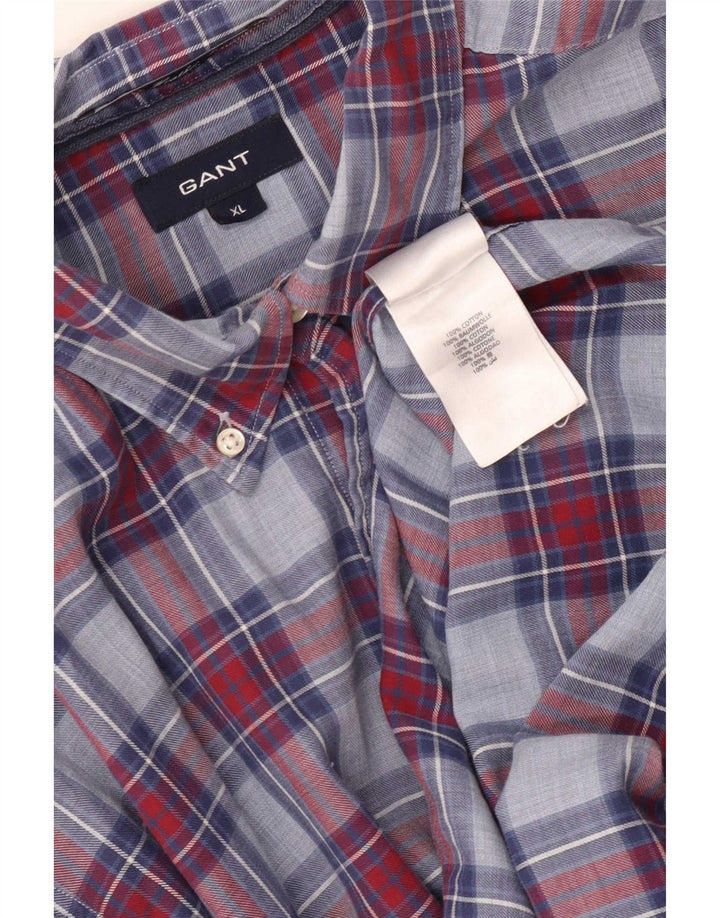 Camicia da uomo Gant XL in cotone a quadri blu navy