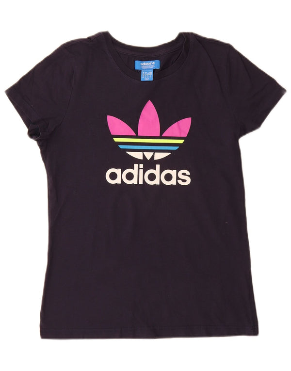 T-shirt grafica da donna Adidas Top UK 14 cotone blu navy medio