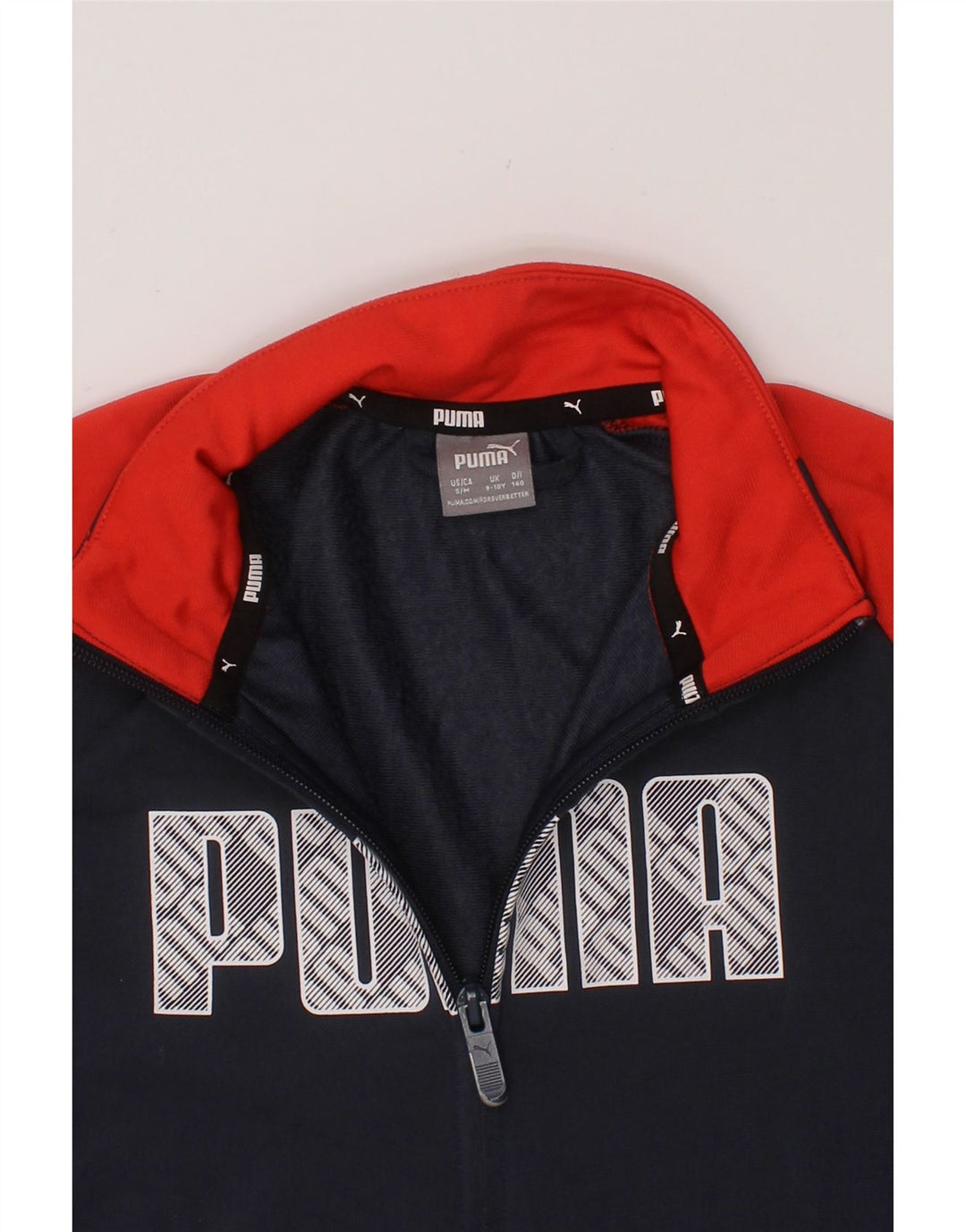 PUMA Boys Graphic Tracksuit Top Jacket 9-10 Years Black Colourblock Vintage Puma and Second-Hand Puma from Messina Hembry 