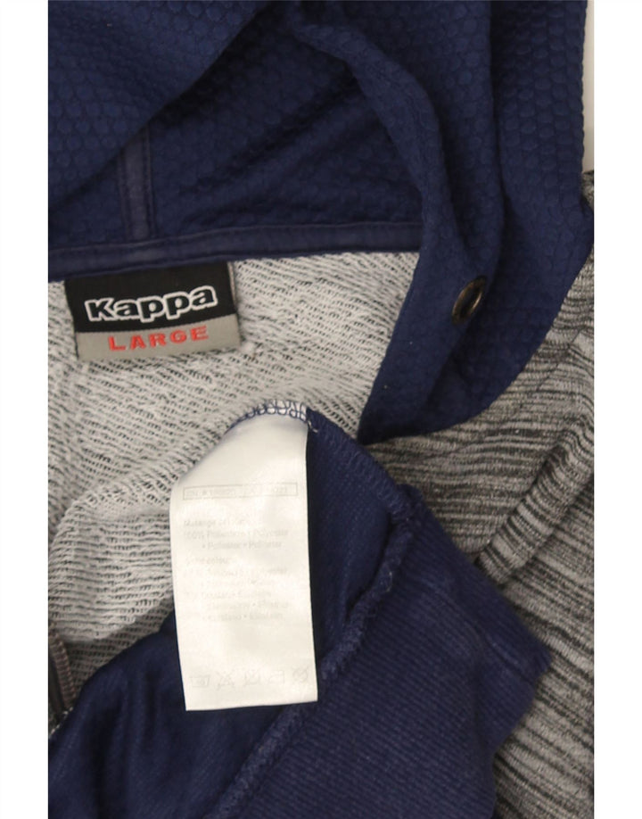 Maglione con cappuccio e zip da uomo Kappa grande in poliestere color block blu navy