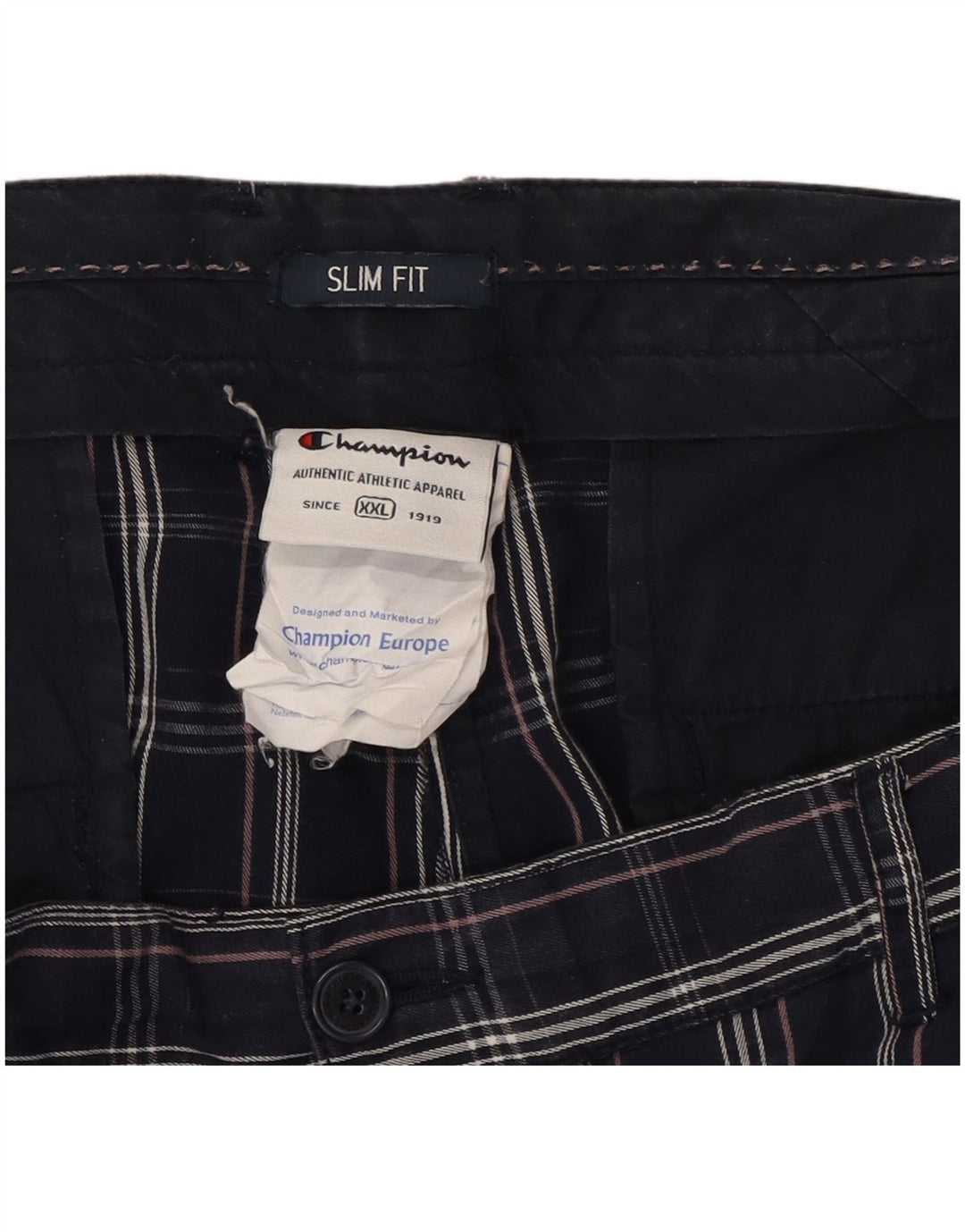 Pantaloncini chino da uomo Champion 2XL W38 cotone a quadri blu navy