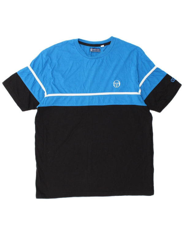 SERGIO TACCHINI T-shirt da uomo Top Large in cotone color block blu