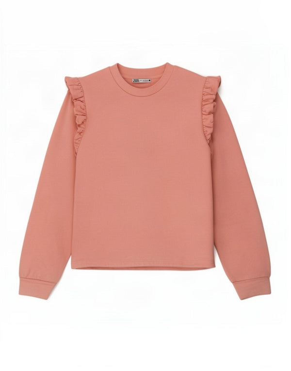 Felpa corta da donna Zara UK 10 piccola in cotone rosa