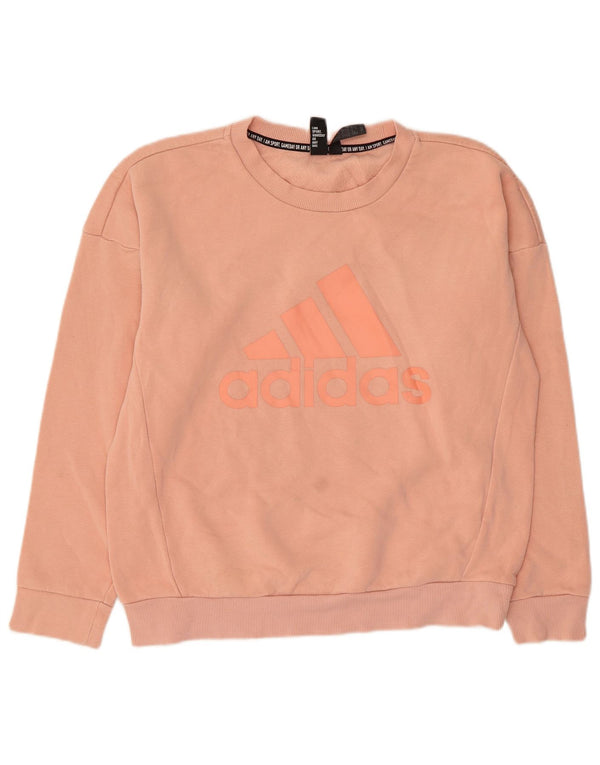 Felpa grafica da donna ADIDAS UK 12/14 Cotone rosa medio