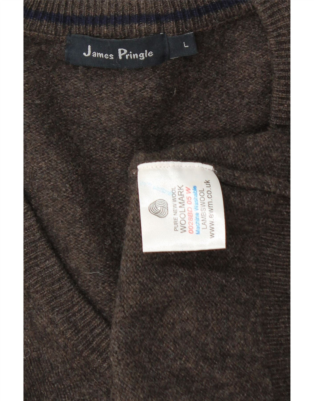 Maglione da uomo con scollo a V James Pringle, lana d'agnello marrone grande