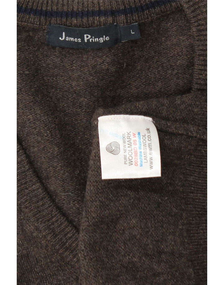 Maglione da uomo con scollo a V James Pringle, lana d'agnello marrone grande
