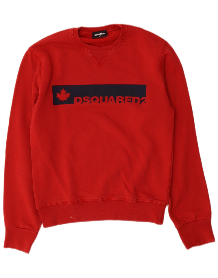 DSQUARED2 Felpa con grafica per ragazzi 13-14 anni in cotone rosso