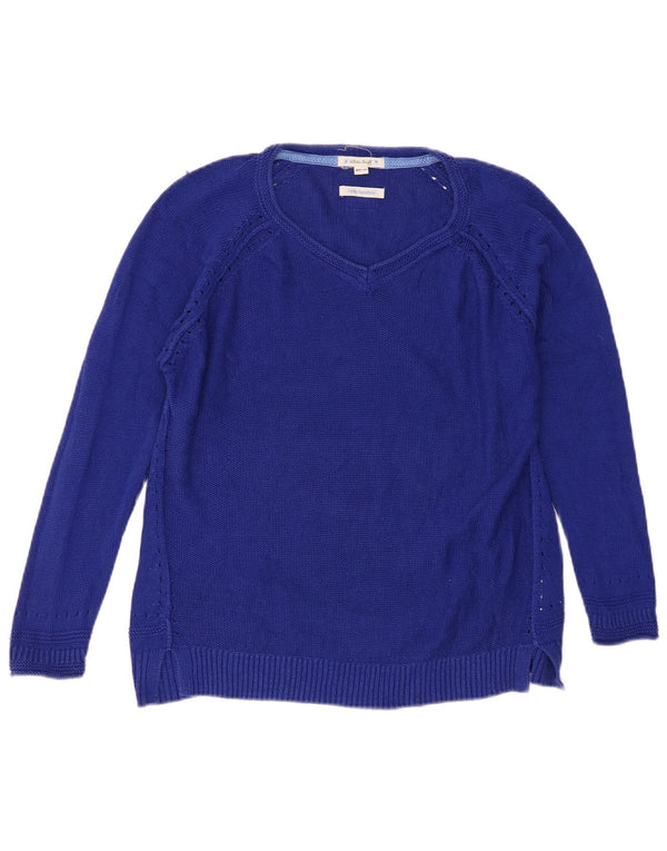 Maglione maglione con scollo a V da donna White Stuff UK 14 Grande cotone blu