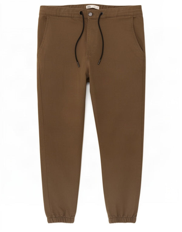 Zara Mens Joggers Chino Trousers EU 44 Large W34 L26 Khaki