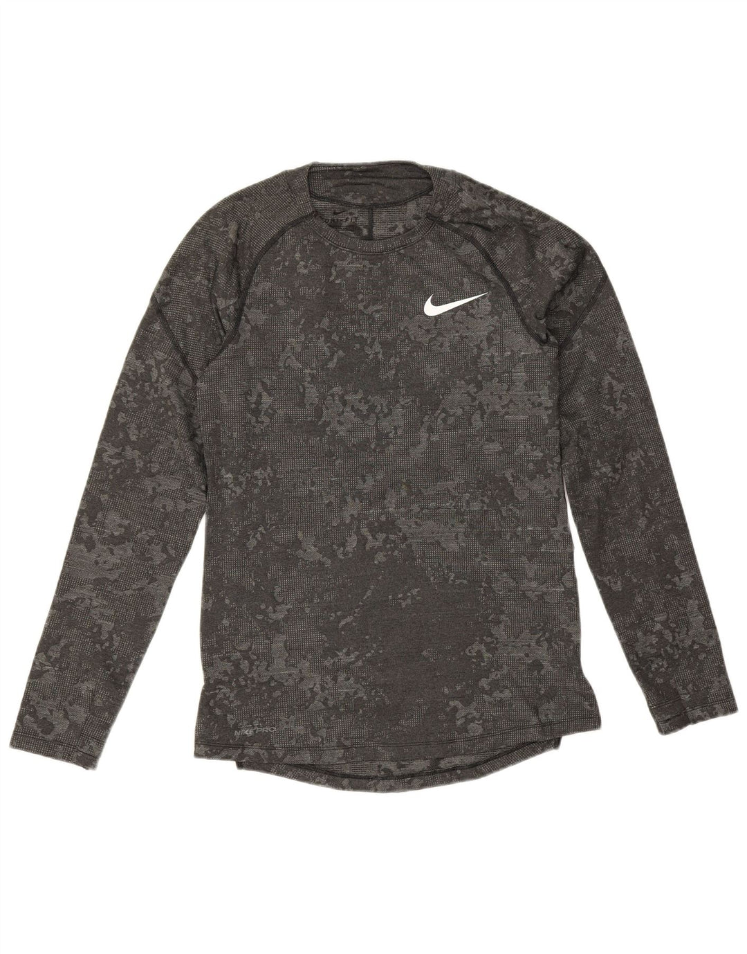 Nike Uomo Dri Fit Slim Fit Top a maniche lunghe piccolo poliestere mimetico grigio