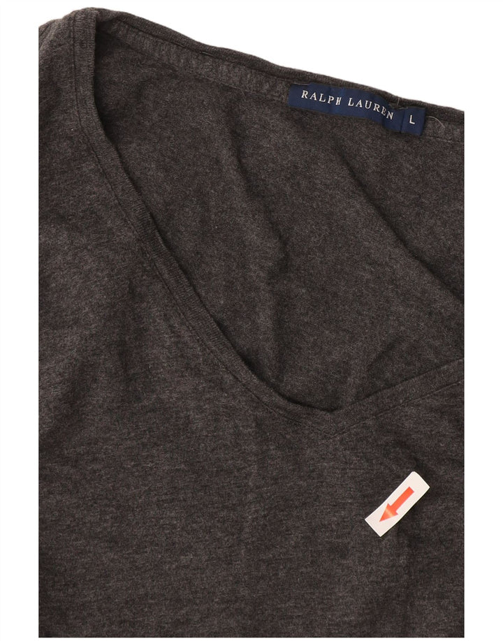 Top da donna a maniche lunghe Ralph Lauren UK 14 grande cotone grigio