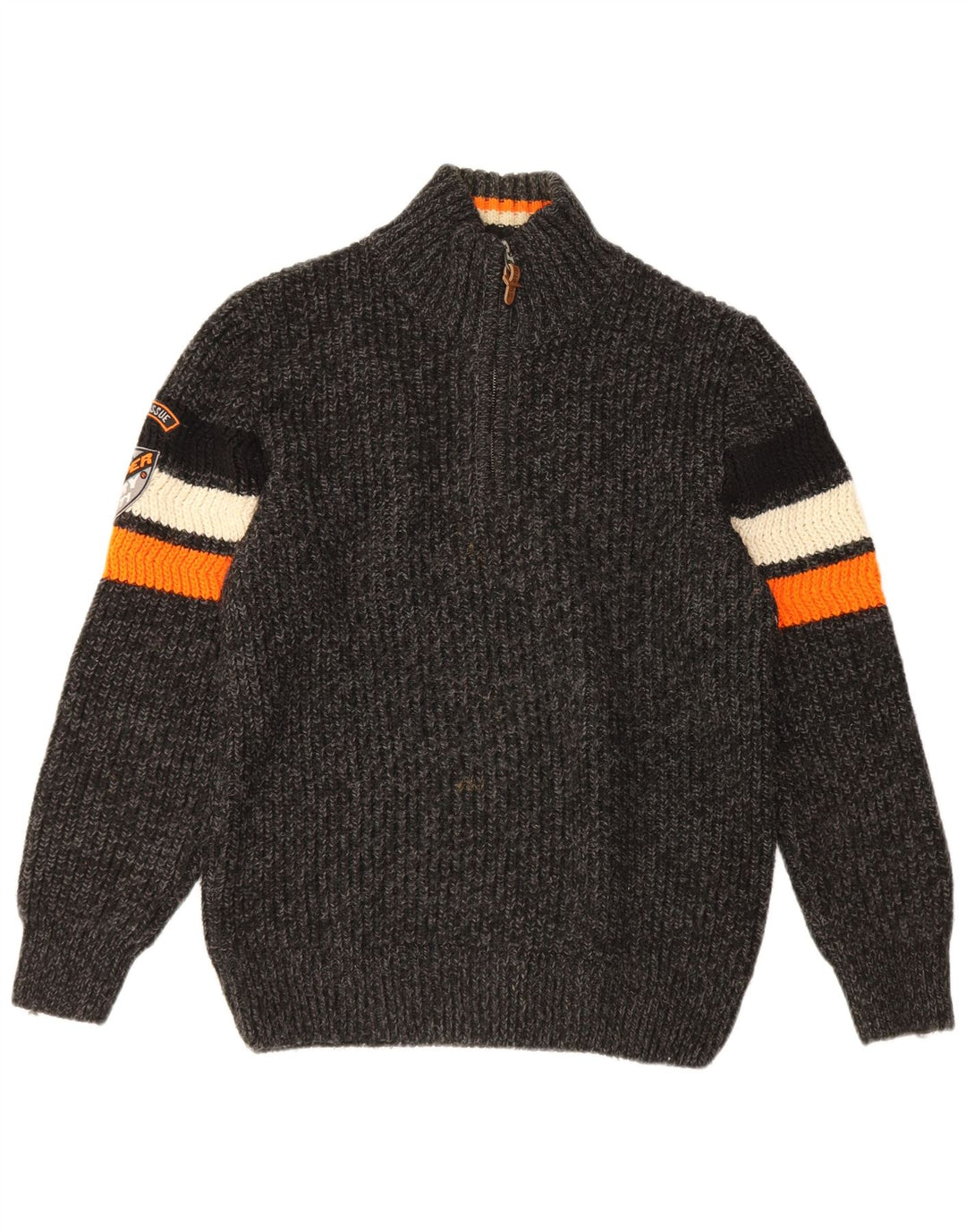 Maglione da uomo con collo con zip Superdry 2XL acrilico a righe grigie