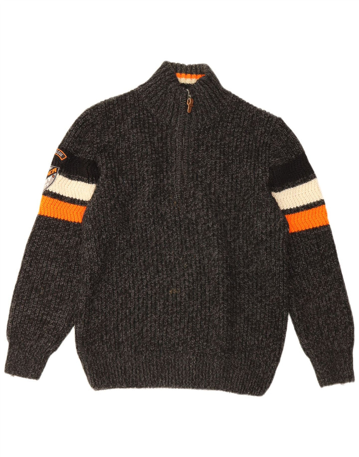Maglione da uomo con collo con zip Superdry 2XL acrilico a righe grigie