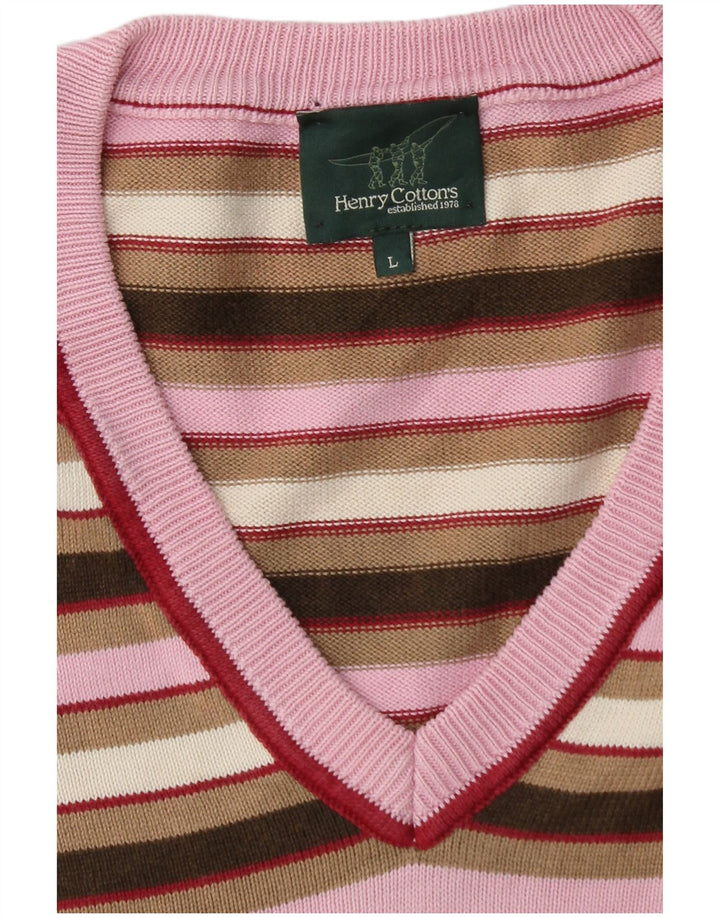 Maglione da donna con scollo a V Henry's UK 16 grandi righe multicolori