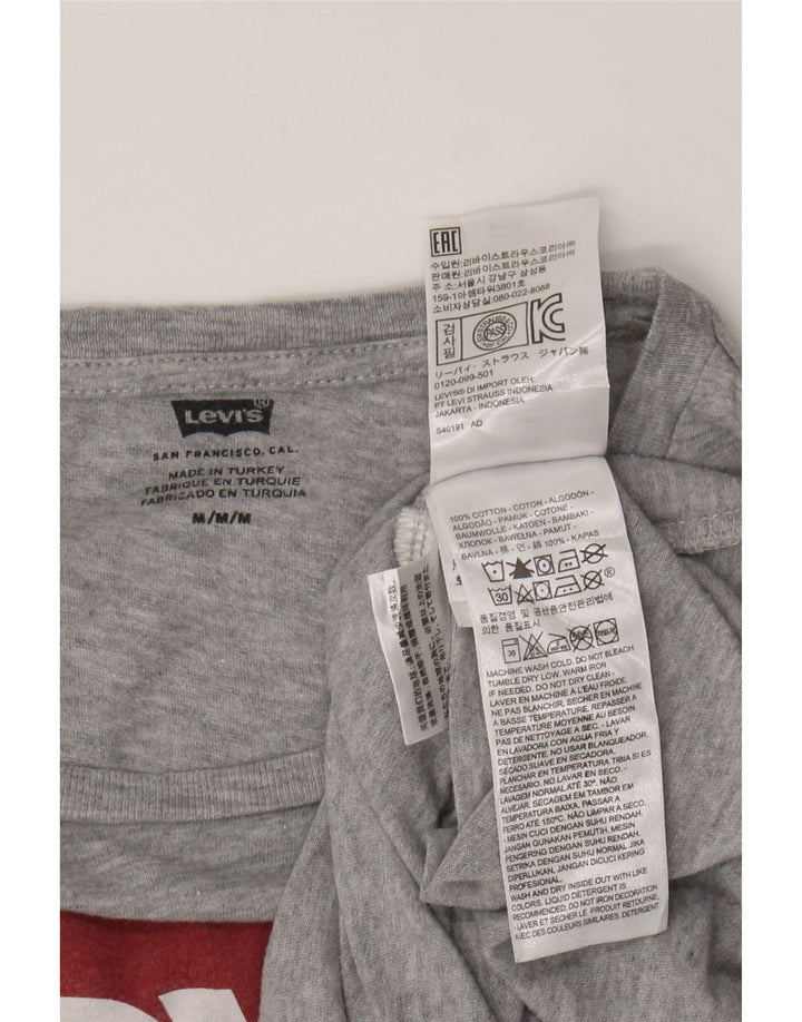 LEVI'S Mens Graphic Top Long Sleeve Medium Grey Cotton