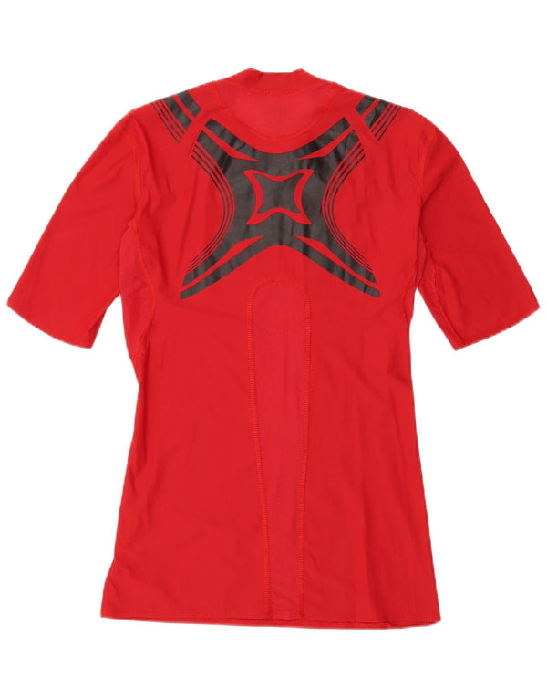T-shirt grafica Adidas da uomo Tech Fit Top grande in nylon color block rosso