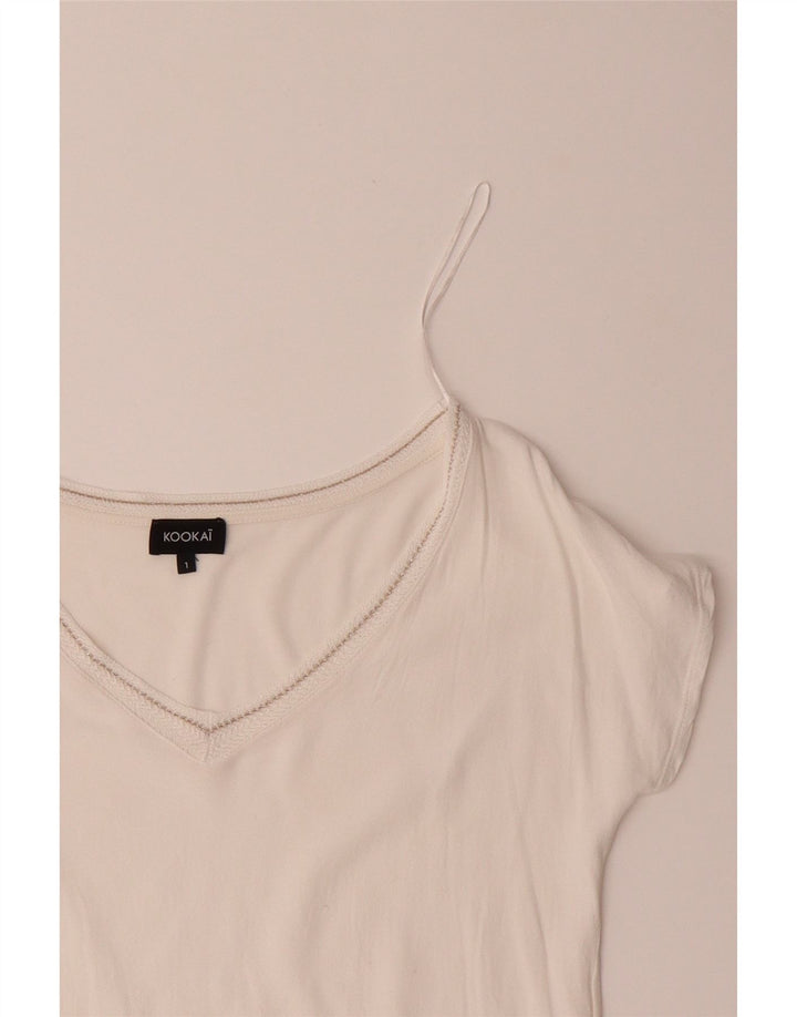 KOOKAI Womens T-Shirt Top Size 1 Small White Vintage Kookai and Second-Hand Kookai from Messina Hembry 