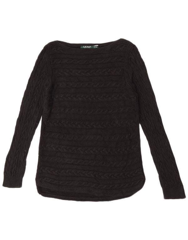 Maglione maglione con scollo a barca da donna Ralph Lauren UK 18 XL cotone nero
