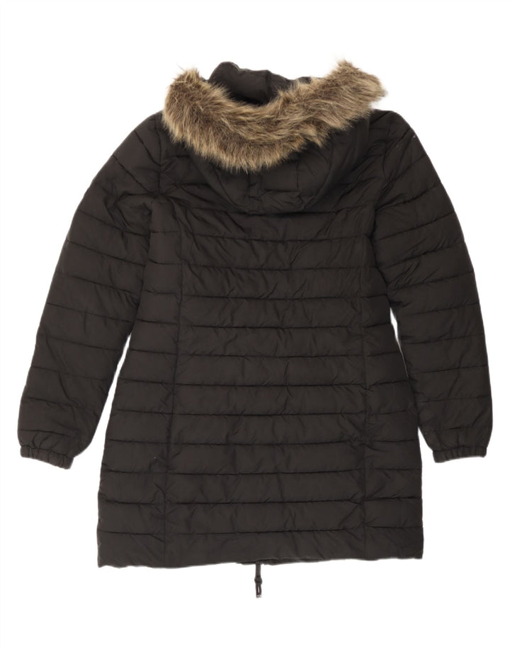Giacca imbottita con cappuccio da donna Superdry UK 12 medio nero poliestere