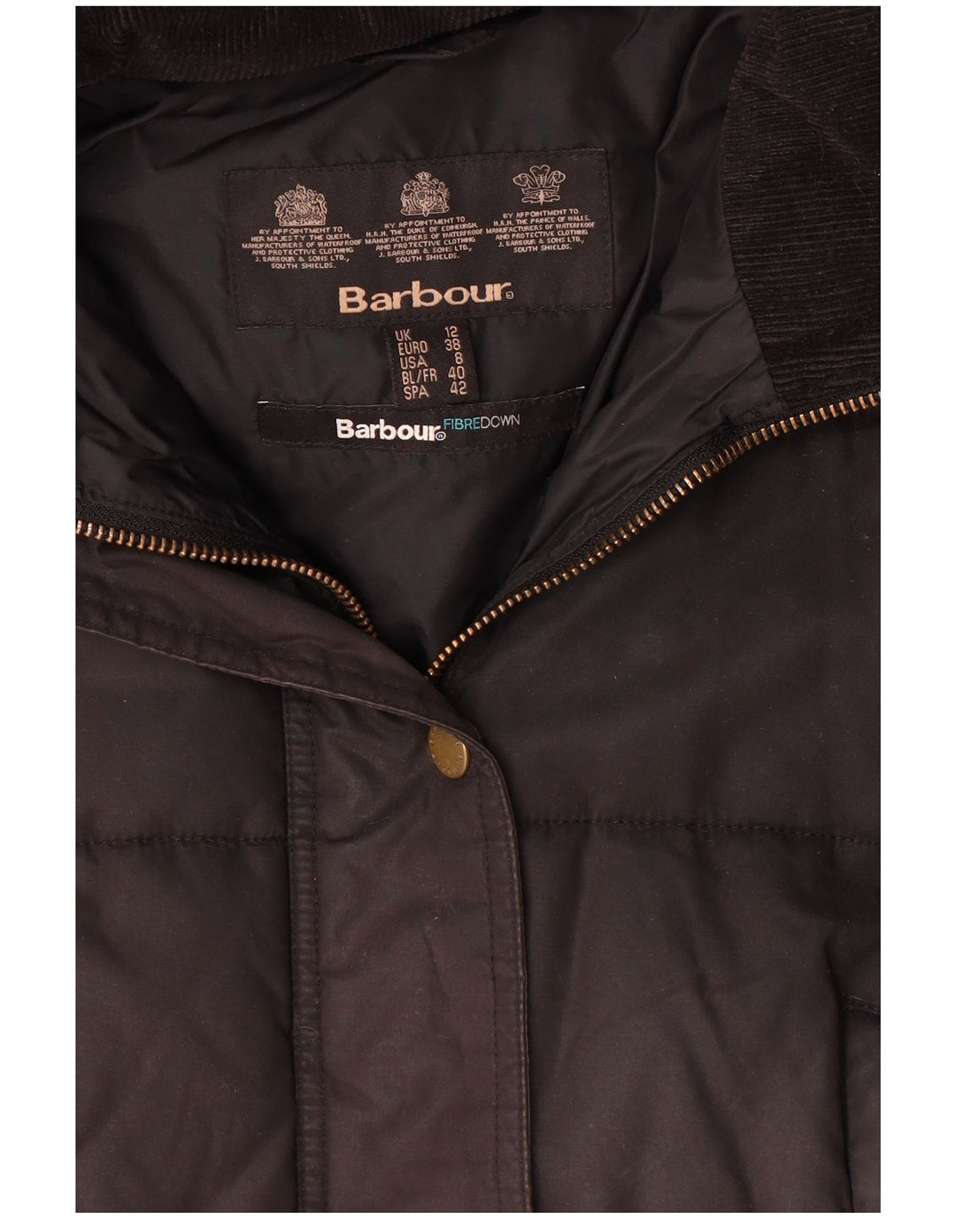 Cappotto imbottito con cappuccio da donna Barbour UK 12 medio nero