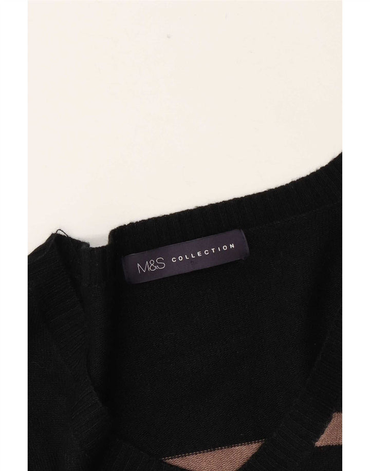 Maglione da donna Marks & Spencer con scollo a V UK 16 grandi righe nere