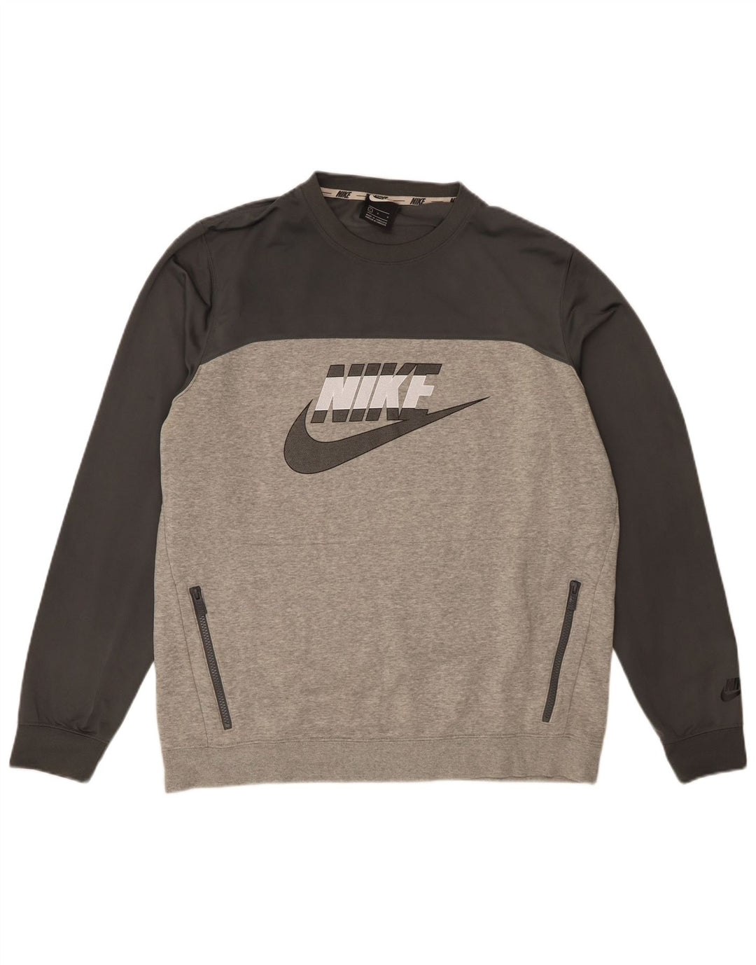 Felpa con grafica Nike da uomo, grande, in cotone color block grigio